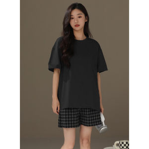 me home wear | Padded Cotton Pajama Set Shortsleeve Plaid Longpants