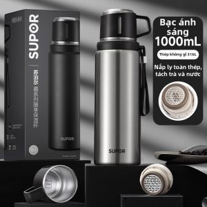 Supor | Bình Nước Di Động Cách Nhiệt 316L Thép Không Gỉ