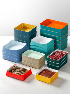 Xiangyuan Beautiful China Style Ceramic Imitation Dinnerware Square Dish for Hot Pot Restaurant Commercial Use Small Box