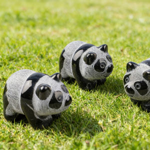 Natural Obsidian Panda Carving Cute Crystal Panda Animal Figurine Hand Carved Stone Home Decor Reiki Healing Crystal Ornament