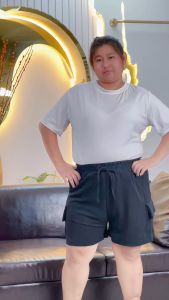 กางเกงขาสั้นหนักร้อยโลก็ใส่ได้!!กางเกงขาสั้นกีฬาลำลอง  ผ้าหนาเหมาะสำหรับคนอ้วน เอวยืดได้ถึง48นิ้ว สะโพก48นิ้ว ราคาถูก สินค้าพร้อมส่งง K5559