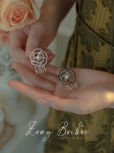 Tea Rose Hair Clip Womens Fashion Hair Accessories Side Duckbill Clip Hair Decorations Alloy Engraved Artificial Gemstones