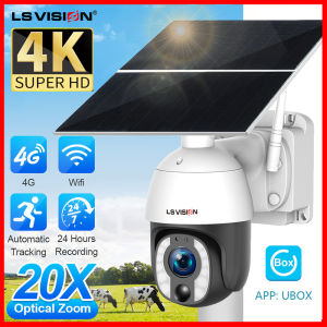 LS VISION UBOX WiFi/4G 20X Optical Zoom Solar CCTV Camera 24/7 Recording 4K Dual Working Mode Outdoor Waterproof Two-way Voice Wireless IP Camera Full Color Night Vision Motion Detection PTZ Home Security Cameras