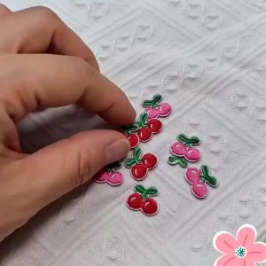 DUTRIEUX | Mini Cherry Embroidery Patch Ironing Self-adhesive Style Patch Decoration Clothing Stationery Making Cute Headband