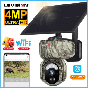 LS VISION 2K 4MP WiFi/4G Solar CCTV Security Camera Wireless Outdoor IP66 Waterproof Human/Animal Detection 2-Way Talk IP66 Waterproof PTZ Security Cameras