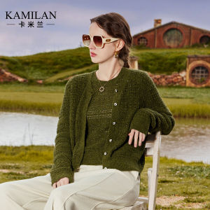 KAMILAN Vintage Short Hollow out Knitted Cardigan Womens Autumn New Style Sweater Outerwear Loose Fit Long Sleeve Citywalk
