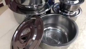 Panci Set Stock Pot, Panci Susu Mini Stainless Steel, Panci Sup Soup Pot, dan Baskom dengan Tutup Stainless