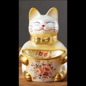 Dekorasi Patung Kucing Keberuntungan Fitur Rak Organizer KReatif Unik Gaya Vintage Jepang Oriental