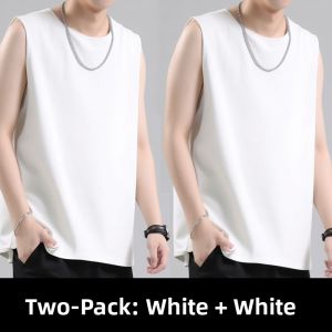 Rampo Heavyweight Pure Cotton Tank Top Mens Summer American Sports Sleeveless T-Shirt Youth Fashion Casual round Neck Sweat Vest