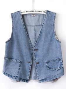 All-Matching Jeans Vest Womens Vest Thin Short Spring and Summer Loose K-style Sleeveless Vest Outwear Small Waistcoat Student