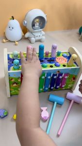 Đồ chơi đập chuột câu cá kèm đàn gỗ đa chức năng đồ chơi đập chuột 5in1 rèn kĩ năng thể chất giáo dục cho bé