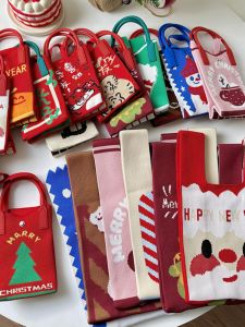 Knitted Handbag Large Capacity Mobile Phone Bag New Year Festival Candy Gift Bag Commuting Handbag Versatile Daily Match Soft Fabric