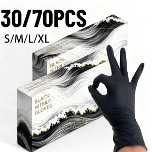 30/70PCSDisposable Black Nitrile Gloves Disposable  Cleaning Household Cleaning Kitchen Beauty Hairdressing Embroidery Tools