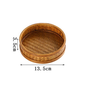 Retro Chinese Style Bamboo Woven Fruit Tray round Tea Snack Plate Tea Tray Storage Basket Large Lacquer Circular Dry Fruit Tray