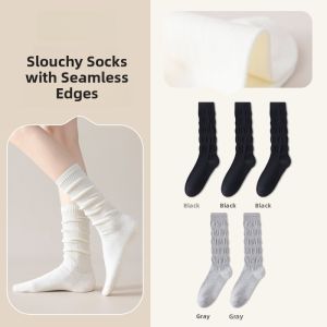 MiiOW | Antibacterial Pure Cotton Solid Color Womens No-Show Socks Long Tube Anti-Pilling Match Little Leather Shoes JK Style Socks