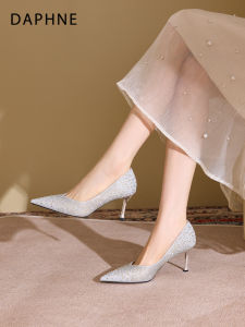 Daphne | Silver Comfortable Fine Heeled High Heels