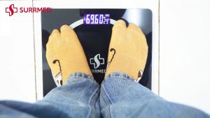 SURRMED Digital Weighing Scale for Body Weight | Glass Electronic Health Scale for Humans | Value Price (Gray)