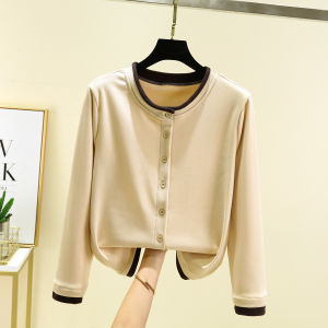 เสื้อคาร์ดิแกนแขนยาวผู้หญิงฤดูใบไม้ร่วง/ฤดูหนาว อบอุ่น หลวมๆ ลำลอง เสื้อคลุมนอน ผ้าขนแกะ ปิดซิป ขนาดใหญ่ แจ็คเก็ตสั้น