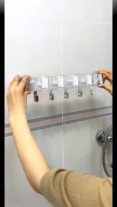 Powerful Suction Cup Mop Holder For Household Use No Punching Bathroom Continuous Row Mop With Hook No Trace Bathroom Storage Rack