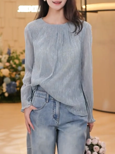 QINGNAER | French See-Through Silk Blended Women Shirt