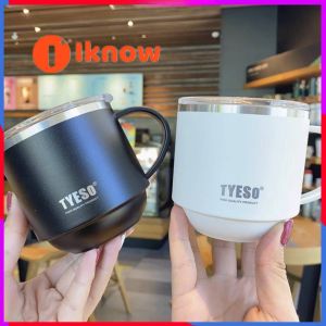I know【TYESO】Thermos Mug Cup Bottle 330ML Office Stainless Steel Coffee Milk Handle Cup With Lid Hot And Cold Tumbler GiftTea Cup With Handle
