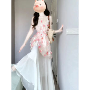 CHANGTONG | Unique Beach Vacation Floral Mesh Dress