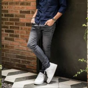 celana panjang jeans pria dewasa pensil skinny stretch melar softjeans polos grey black blits size 27-33