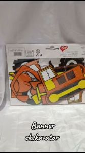 Banner Ulang Tahun untuk Anak: Eskavator, Mobil Bangunan, dan Truk
