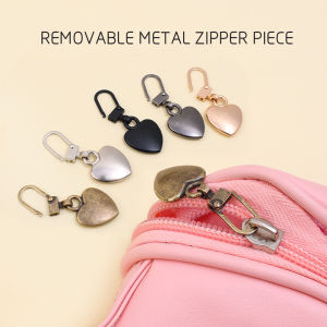 Universal Detachable Metal Zipper Pullers Heart Shape Pull Tab DIY Sewing Zippers Repair Kits