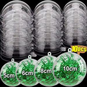 10ชิ้นใส DIY ลูกบอลพลาสติกบรรจุของประดับแขวนตกแต่งต้นคริสต์มาสเปิดวงกล่องของขวัญสำหรับงานแต่งงาน5/6/ 8ซม.