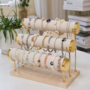 Thickened Suede Metal Jewelry Display Shelf Fancy Ladder Layer Bracelet Bracelets Jewelry Display Stand