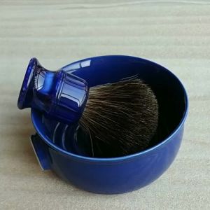 Bàn chải cạo râu 26mm tóc đen dscosmetic tay cầm màu xanh đại dương