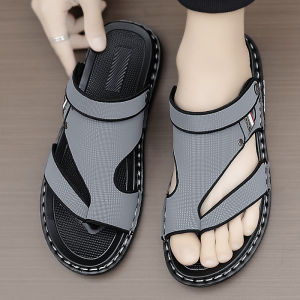 Casual Breathable Summer Sandals Water-Resistant Soft Bottom Mens Beach Shoes Two-Way Wear Slip-On Flip Flops Flat Heel Rubber