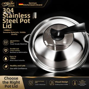 Anti-scald Elevated Clear-view Stainless Steel Pot Lid 34cm