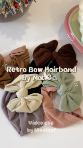 Cột tóc nơ nhung bản to mềm mại Modleaf Retro Bow Hairband Hàn Quốc
