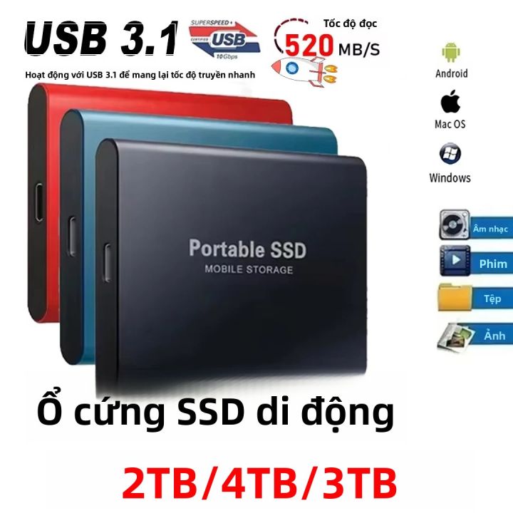 Ổ Cứng SSD Ngoài Tốc Độ Cao 2TB/4TB/30TB USB 3.1 Type-C Dành Cho Laptop ...