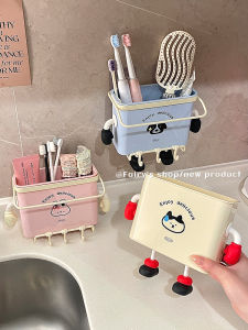 No-Drill Wall-Mounted Storage Box Toothbrush Toothpaste Bathroom Bathroom Multi-Functional Drainable Shelf Home Organization