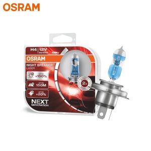 Osram | OSRAM H4 H7 H11 12V Car Halogen Head Light Night Breaker Laser Next Generation Auto Lamps +150% Brightness Original Bulbs 2X