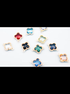 จี้เครื่องประดับโลหะผสมเกาหลี อุปกรณ์ DIY จี้คริสตัลแก้วฝังรูปโคลเวอร์สี่แฉก ต่างหู สร้อยคอ