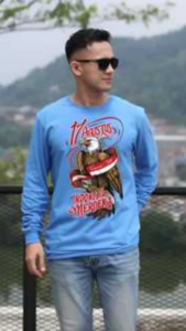 FOREVER KAOS LENGAN PANJANG PRIA BAHAN KATUN 24S MOTIF GARUDA INDONESIA