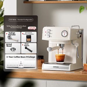 SAPOUDR | Home Small Size Espresso Coffee Machine with Steam Frother