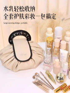 Large Capacity Portable Womens Makeup Bag Travel Wash Bag Storage Organizer PU Waterproof Drawstring Style Cosmetic Bag