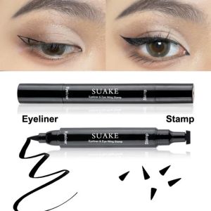 2 In 1 Stamp Liquid Eyeliner Pencil Water Proof Fast Dry Double-ended Black Seal Eye Liner Pen Make Up for Women Cosmetics