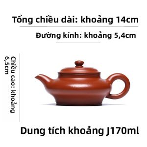 CANGHUTIANXIA | Bình Trà Đất Sét Tím Handmade Dùng để Pha Trà Hình Dạng Bẹt Rỗng