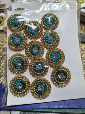 Stone Patch Number 11 Fashion Accessories with Gold and Rhinestone Embellishments for Clothing Decoration.