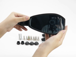 Motorcycle Side Mirror Carbon Fiber Rear View Mirror Anti-Glare 360-Degree Adjustable Clear & Blue Dual Lens Street King Motorbike Rearview Mirror