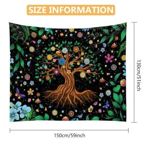 Tấm Thảm Treo Tường VIKAMA Cây Sự Sống Thiết Kế Hoa Bướm Đầy Màu Sắc Polyester Treo Tường Thẩm Mỹ Cho Phòng Ngủ Ký Túc Xá Trang Trí Nhà Cửa