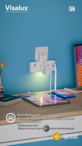 BestPriceShop Steker Stop Kontak Saklar - Colokan Kaki 2 & Lampu Tidur Plug Adaptor Visalux Voltix