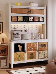 Meisda Carbon Steel Vintage Style Dining Room Sideboard Wall-Mounted Integrated Storage Cabinet Stainless Steel Home Iron Art Leather Closet