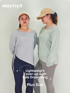 maytryit | Plus Size Sleeve Shoulder Slimming Loose Breathable Yoga Top